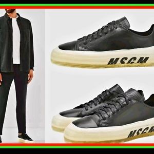 MSGM Massimo Giorgetti DIPPED SOLE. ITALY BLACK LEATHER SHOES SIZE 44 EU 11 USA